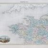 Carte géographique ancienne de la France du nord-ouest