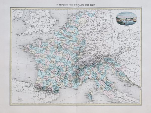 Carte géographique ancienne de la France en 1811