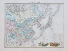 Carte géographique ancienne de la Chine et Corée