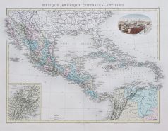 Carte géographique ancienne de l’Amérique Centrale - Mexique et Antilles