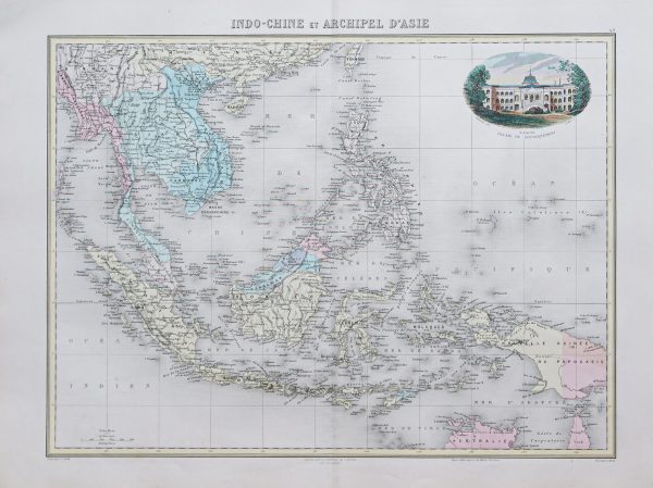 Carte géographique ancienne de l’Indochine