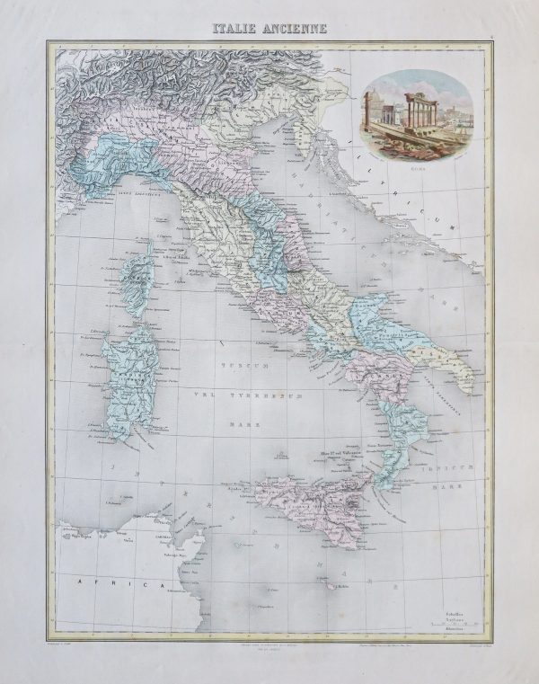 Carte géographique ancienne de l’Italie antique
