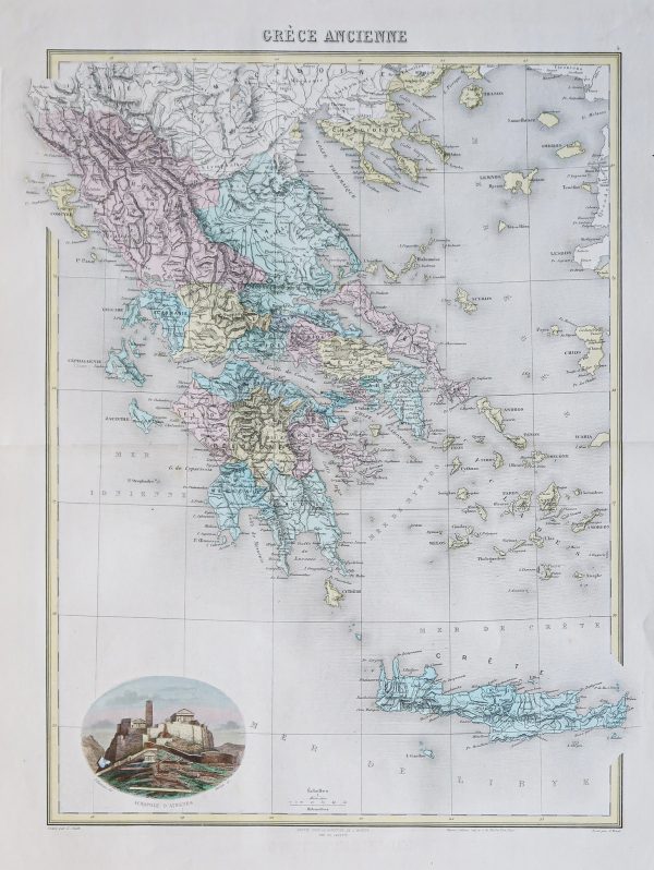 Carte géographique ancienne de la Grèce antique