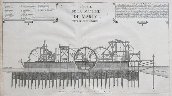 Gravure ancienne - Machine de Marly