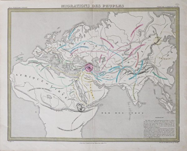 Carte géographique ancienne - Migrations des peuples