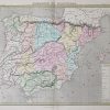Carte géographique ancienne de l’Espagne et le Portugal