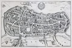 Plan ancien de la ville de Reims en Champagne