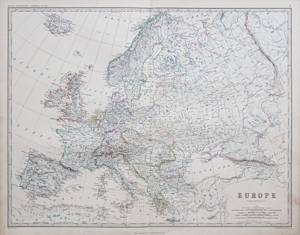 Original antique map of Europe