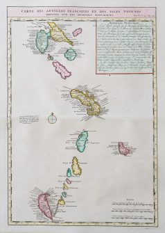 Carte géographique ancienne des Antilles française