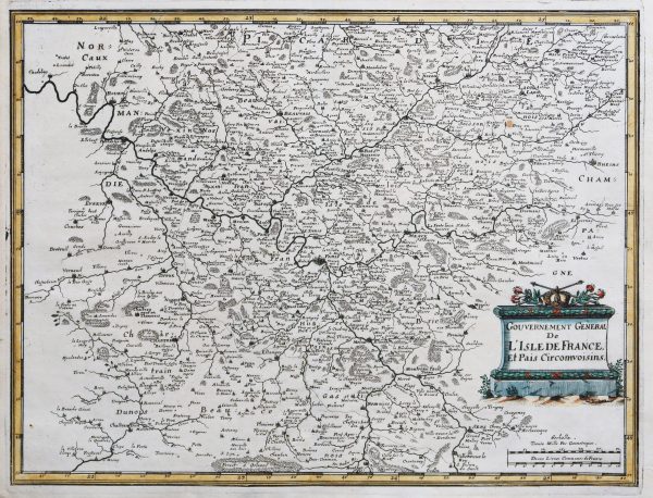 Carte géographique ancienne de l'Ile de France