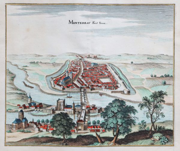 Gravure ancienne de la ville de Montereau sur Yonne