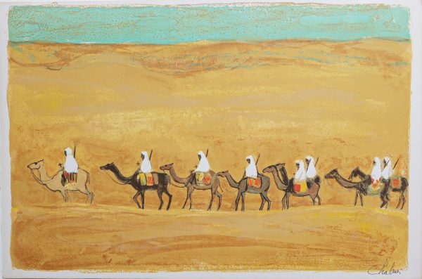 caravane dans le désert gravure