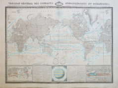 Carte marine ancienne des courants atmosphériques et océaniques
