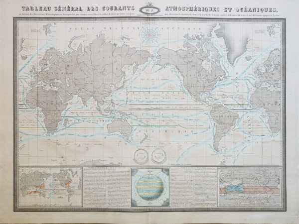 Carte marine ancienne des courants atmosphériques et océaniques