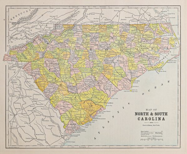 Plan ancien de la Caroline du Nord et Sud