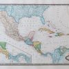 Carte géographique ancienne d’Amérique centrale