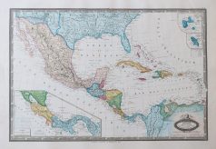 Carte géographique ancienne d’Amérique centrale