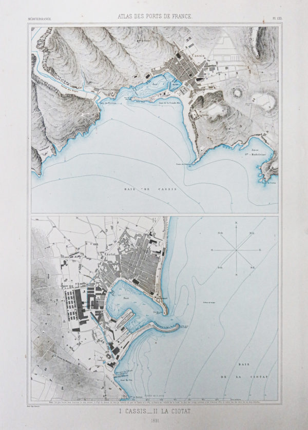 Carte marine ancienne de Cassis - La Ciotat