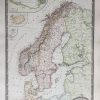 Carte géographique ancienne de la Suède & Norvège & Danemark.