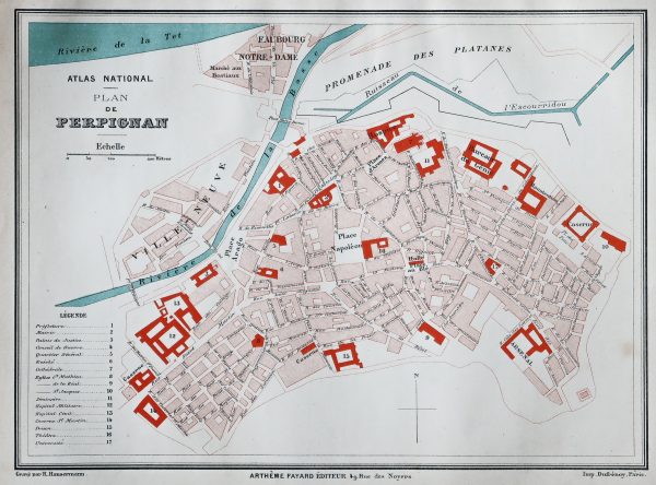 Plan ancien de la ville de perpignan