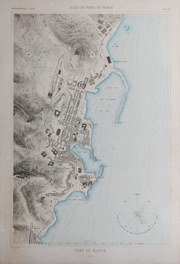 Carte marine ancienne du port de Bastia