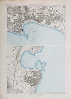 Carte marine ancienne de Cannes - Antibes