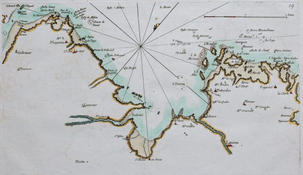 Carte marine ancienne de la baie de Lannion