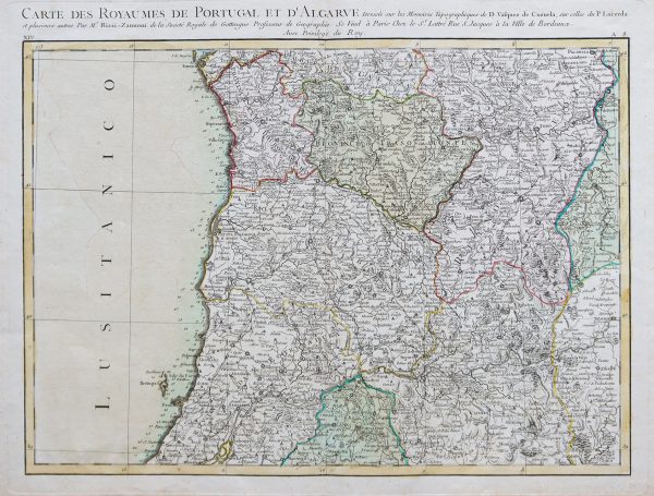 Carte géographique ancienne du Portugal