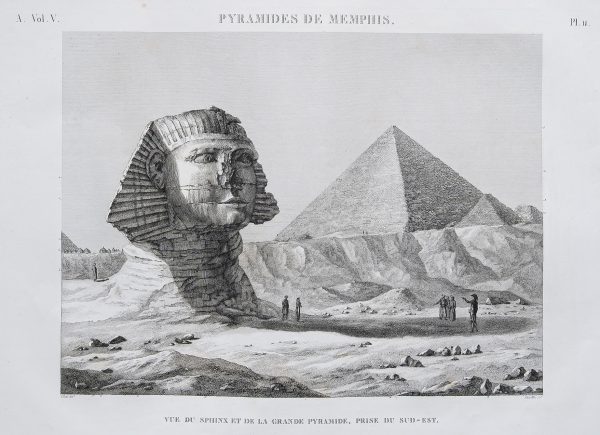 Vue du Sphinx et de la Grande Pyramide
