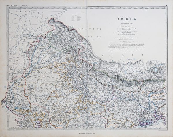Original antique map of India