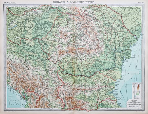 Carte géographique ancienne de la Roumanie