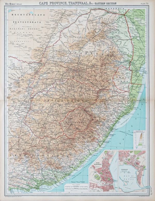 Carte géographique ancienne de l'Afrique du Sud
