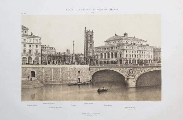 Gravure ancienne de la Place du Châtelet - Pont au Change