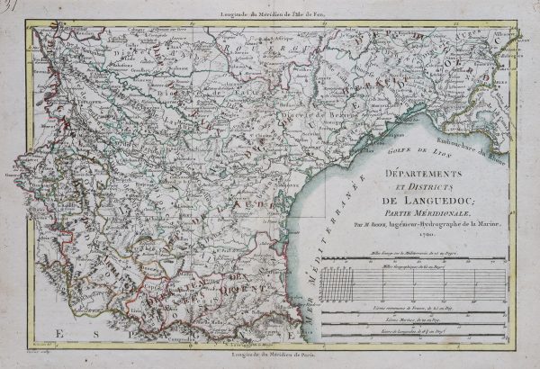 Carte géographique ancienne du Languedoc