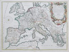 Carte géographique ancienne de l’Empire de Charlemagne
