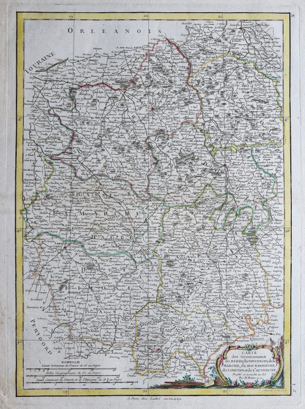 Carte géographique ancienne de l’Auvergne