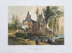 Lithographie ancienne du Château de Bazouges