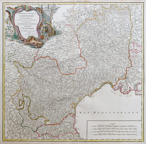 Carte géographique ancienne du Languedoc