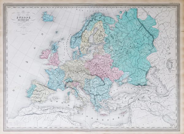 Carte géographique ancienne de l’Europe sous Charles-Quint