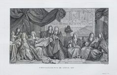 Gravure ancienne de la convalescence de Louis XIV