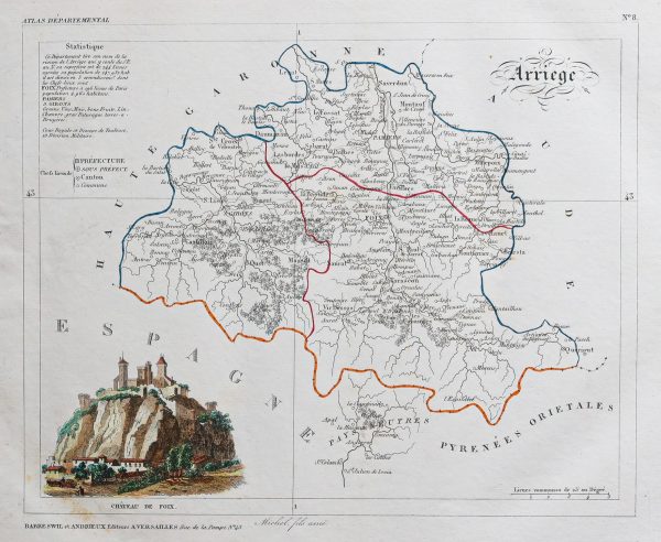 Carte ancienne du département de l’Ariège
