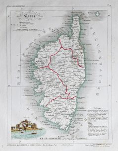 Carte ancienne du département de la Corse
