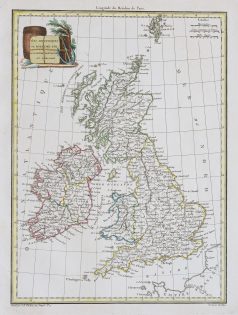 Carte géographique ancienne du Royaume Uni