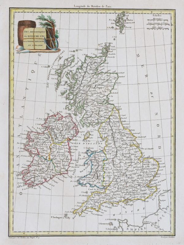 Carte géographique ancienne du Royaume Uni