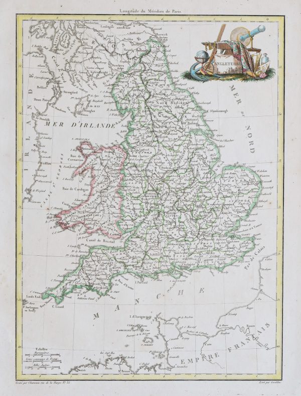 Carte géographique ancienne de l’Angleterre