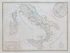 Carte géographique ancienne de l’Italie ancienne