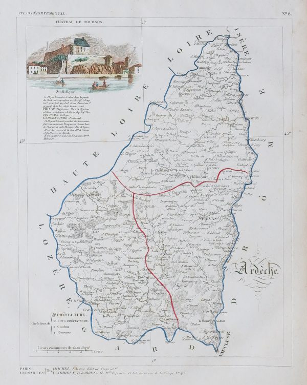 Carte ancienne du département de l’Ardèche