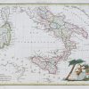Carte géographique ancienne de la Sicile et la Sardaigne