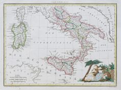 Carte géographique ancienne de la Sicile et la Sardaigne