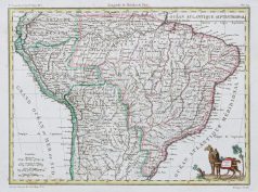 Carte géographique ancienne du Pérou et Brésil